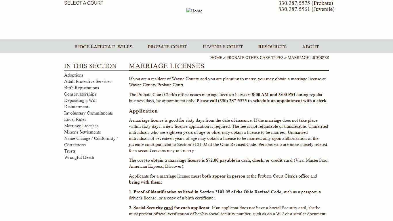 Marriage Licenses | Probate and Juvenile Court